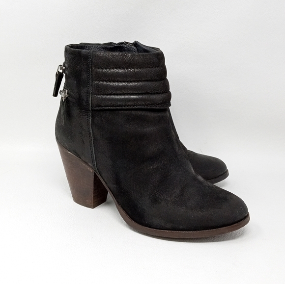 Diba Women's Size 6.5M Black Leather Double Zip Ankle Booties - Picture 2 of 15
